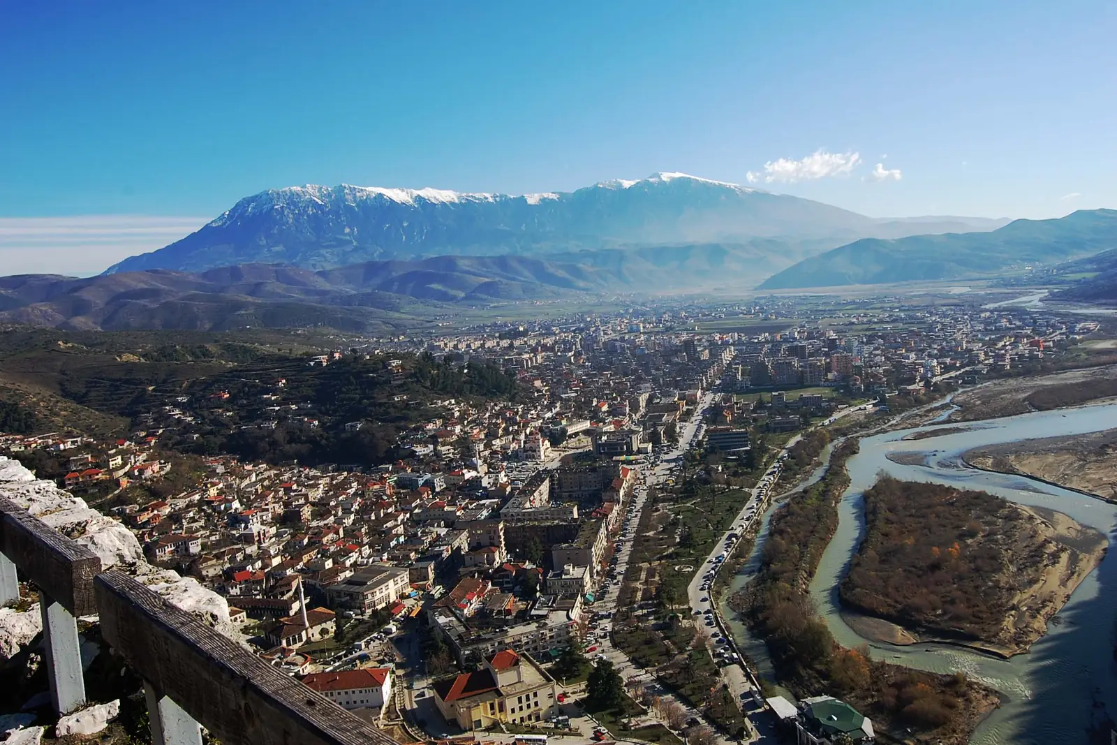 View of Berat with hillside houses